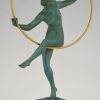 Art Deco sculpture danseuse au cerceau