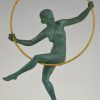 Art Deco sculpture danseuse au cerceau