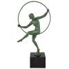 Art Deco sculptuur danseres met hoepel