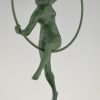 Art Deco sculptuur danseres met hoepel