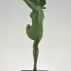 Art Deco Skulptur Frauenakt mit Vögel