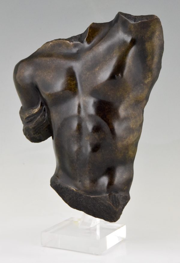 Mid Century bronze sculpture of a male torso