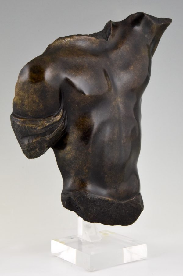 Mid Century bronze sculpture of a male torso