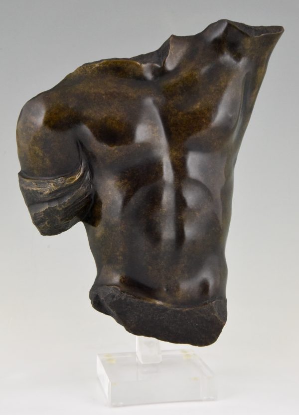 Mid Century bronze sculpture of a male torso