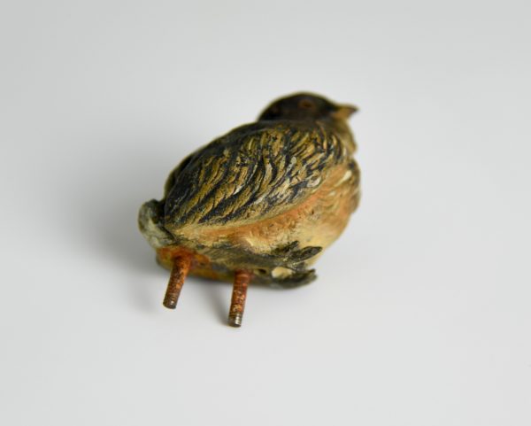 Bronze inkwell tray with bird and egg shell