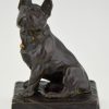 Bronze sculpture of a sitting French Bulldog