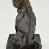 Antiek bronzen beeld Franse bulldog.