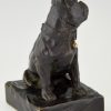Bronze sculpture of a sitting French Bulldog