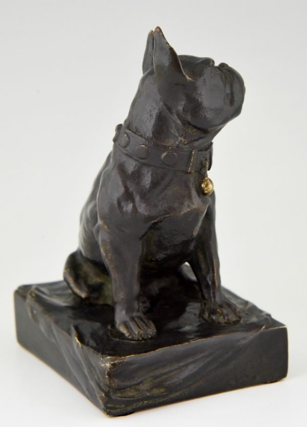 Bronze sculpture of a sitting French Bulldog