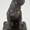 Bronze sculpture of a sitting French Bulldog