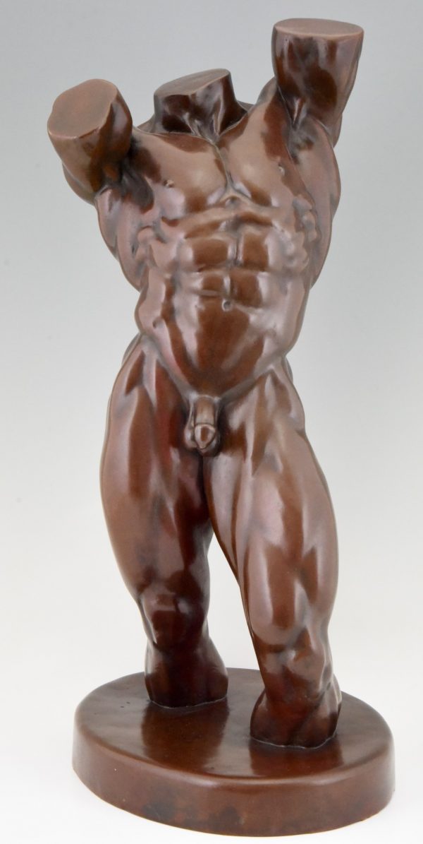 Sculpture moderne en bronze torse d’homme