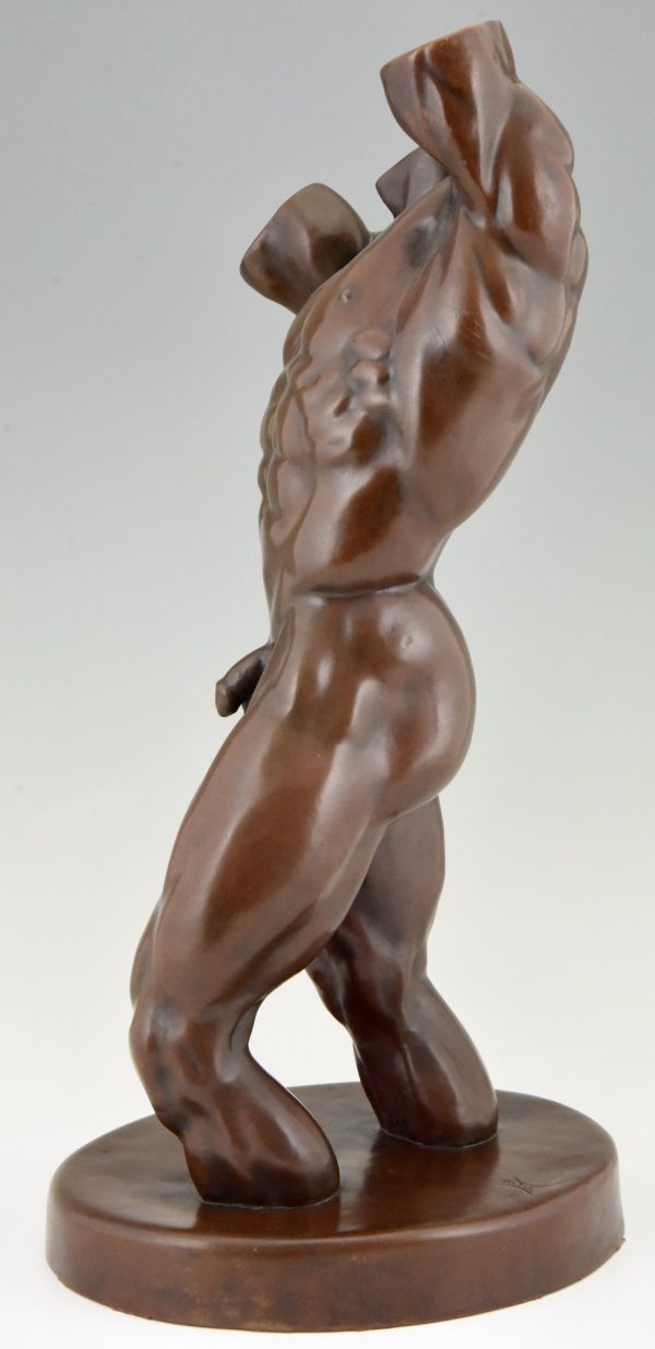Moderne bronzen sculptuur mannen torso