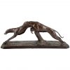 Art Deco bronzen beeld hondenrennen windhonden