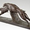 Art Deco Bronze Skulptur Hunde Rennen Windhund