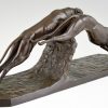 Art Deco bronze sculpture Greyhound dog racing