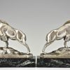 Art Deco silvered bronze Ibex or Ram bookends