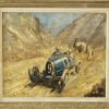Painting Vintage car racing Bugatti.