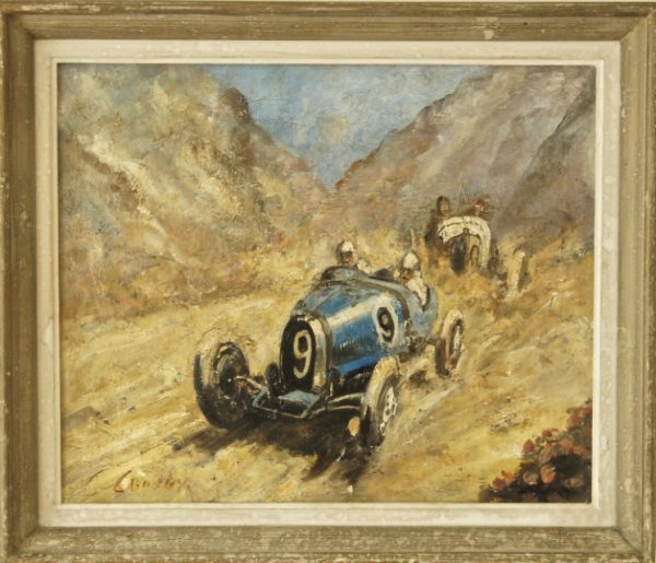 Gemälde Oldtimer Rennen Bugatti