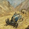 Painting Vintage car racing Bugatti.