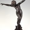 Art Nouveau sculpture bronze bacchante nue dansante 