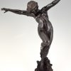 Art Nouveau bronzen sculptuur naakte vrouw Bacchante