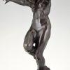 Art Nouveau sculpture bronze bacchante nue dansante 