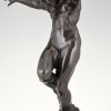 Art Nouveau bronzen sculptuur naakte vrouw Bacchante