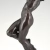 Art Nouveau bronzen sculptuur naakte vrouw Bacchante