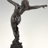 Art Nouveau bronze sculpture dancing nude bacchante