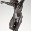 Art Nouveau sculpture bronze bacchante nue dansante 