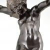 Art Nouveau bronzen sculptuur naakte vrouw Bacchante