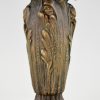 Vase Art Nouveau, bronze de Vienne avec visages de fille