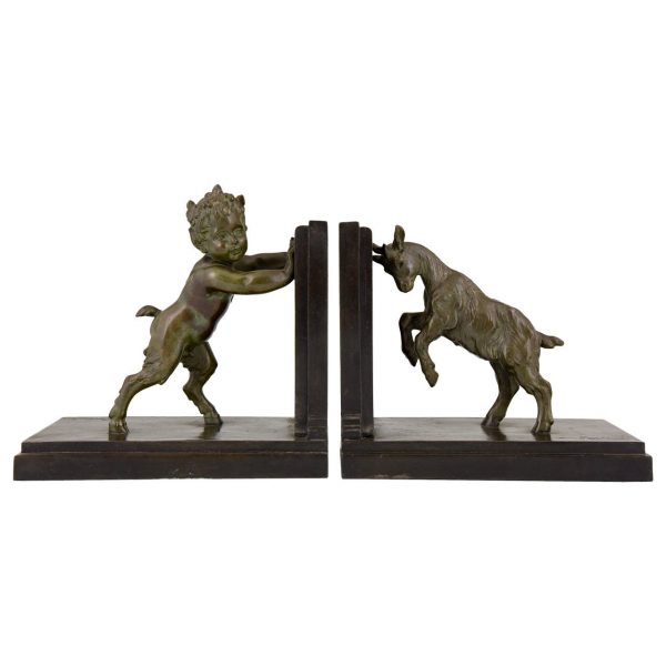 Art Deco bookends satyr and goat