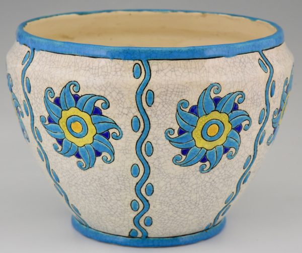 Art Deco cachepot céramique Soleil Bleu