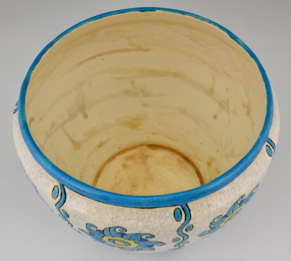 Art Deco cachepot bloempot keramiek Soleil Blue