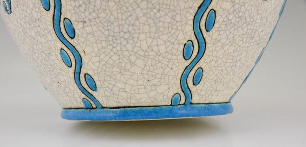 Art Deco cachepot bloempot keramiek Soleil Blue