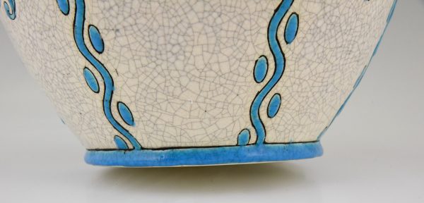 Art Deco ceramic cachepot or planter Soleil Blue