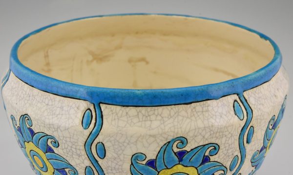 Art Deco cachepot bloempot keramiek Soleil Blue