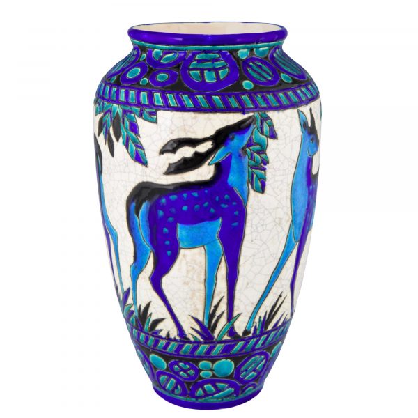 Art Deco Vase Keramik mit Hirsch