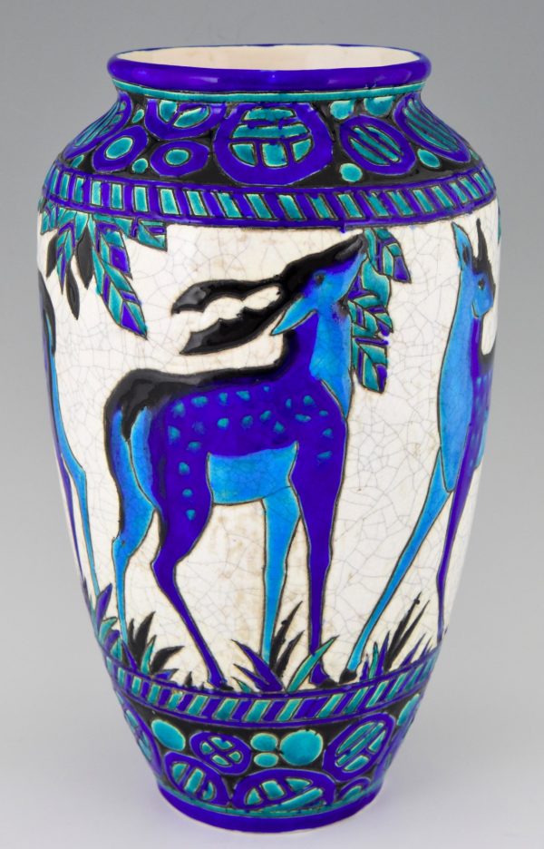 Art Deco Vase Keramik mit Hirsch