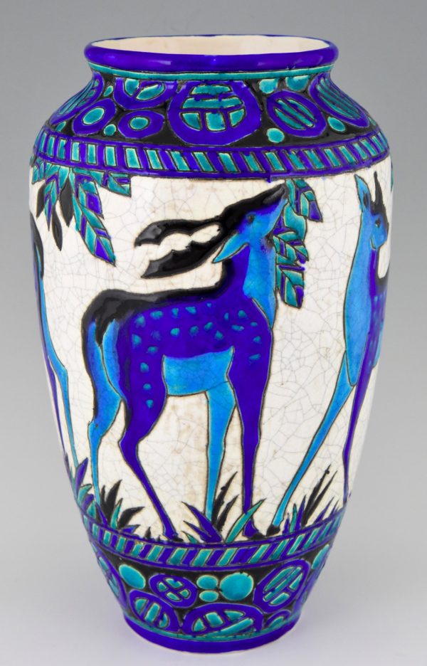 Art Deco ceramic vase with deer