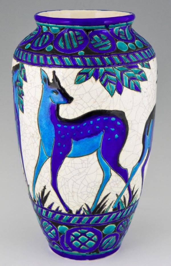 Art Deco ceramic vase with deer