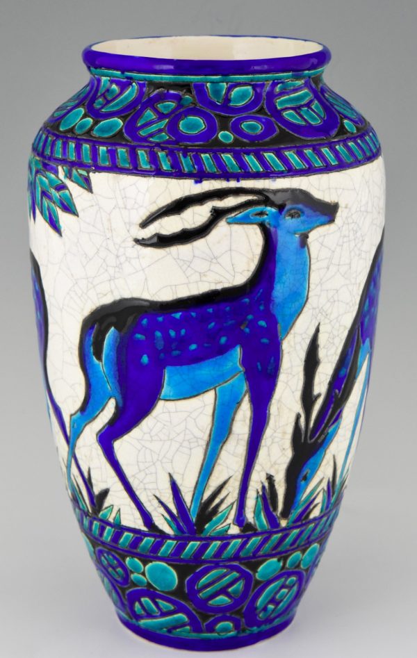 Art Deco ceramic vase with deer