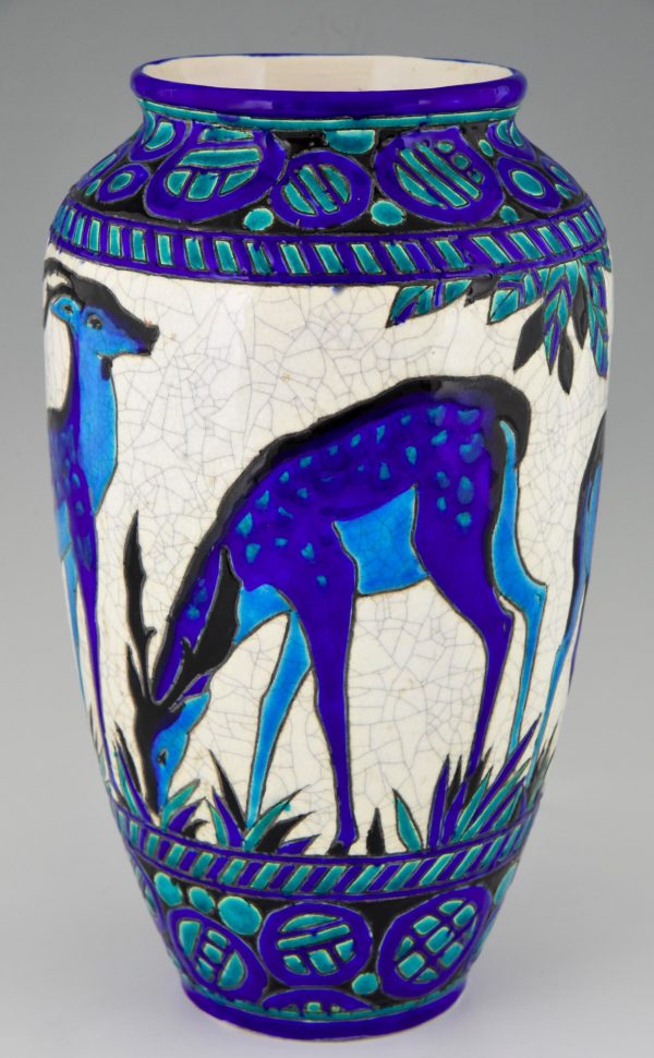 Art Deco ceramic vase with deer
