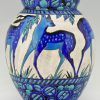 Art Deco Vase Keramik Biches Bleues Hische 34 cm