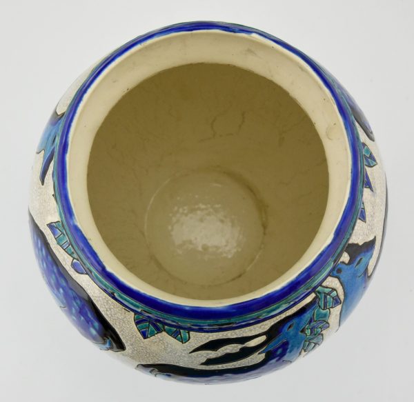 Art Deco Vase Keramik Biches Bleues Hische 34 cm