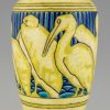 Art Deco ceramic vase with pelicans