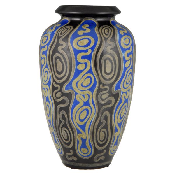 Art Deco grès ceramic vase abstract decor