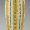Pair of Art Deco yellow, turquoise and white craquelé vases