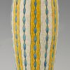 Paire Art Deco vases céramique jaune, bleu et blanc